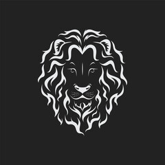 Vector of male lion head design on black background. Wild Animals.