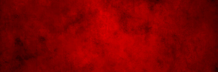 Red grunge wall in panorama view