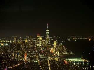 The lights of Manhattan glow bright, as seen from Edge, an observation deck atop a high rise at...