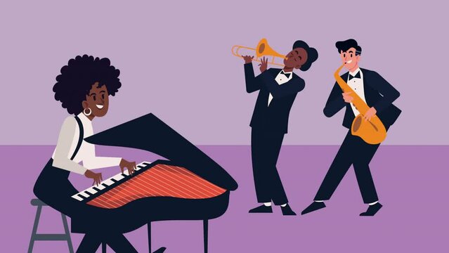band of jazz artists characters animation