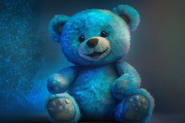 blue teddy bear made by generative ai