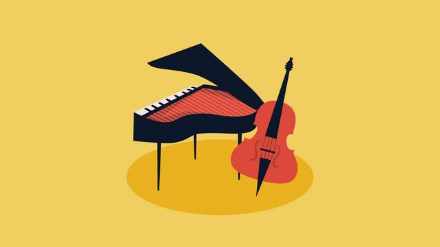 piano and fiddle jazz instruments animation