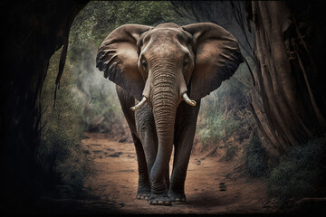 Fototapeta na wymiar elephant in the wild made by generative ai