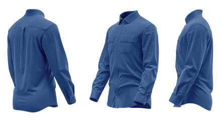 Shirt cargo style, Long Sleeve, chest pocket, High-quality 3d rendered, Navy