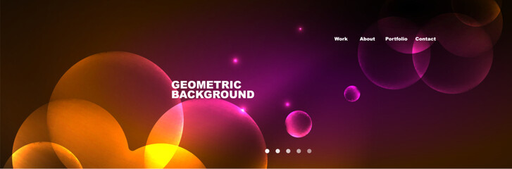 Neon glowing bubbles, circles magic energy space light concept, abstract background wallpaper design