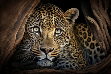 Fototapeta na wymiar close up of leopard made by generative ai