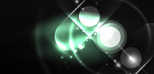 Abstract glowing neon light techno circles background
