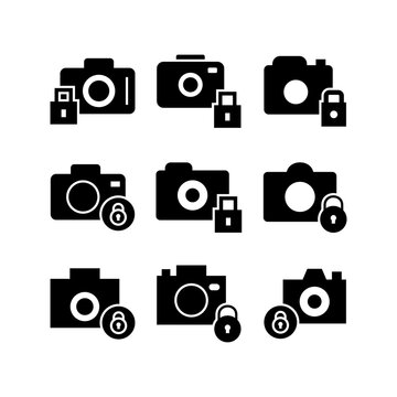 camera lock icon or logo isolated sign symbol vector illustration - high quality black style vector icons
