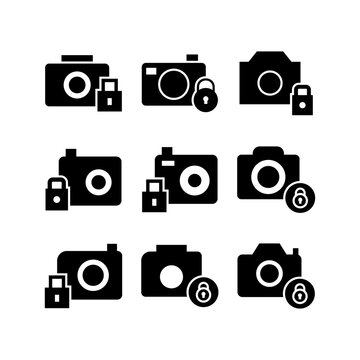 camera lock icon or logo isolated sign symbol vector illustration - high quality black style vector icons
