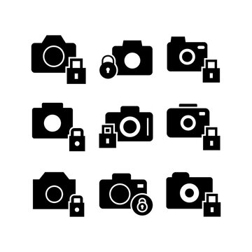 camera lock icon or logo isolated sign symbol vector illustration - high quality black style vector icons
