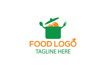 Healthy food logo template. Restaurant logo. Fast food logo. Organic food vector design. Fork, spoon, and leaves logotype