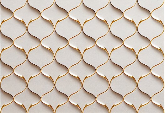 classic ornament, seamless deisgn, minimalist, white and gold colors,palin background, craft paper, tile. generative AI