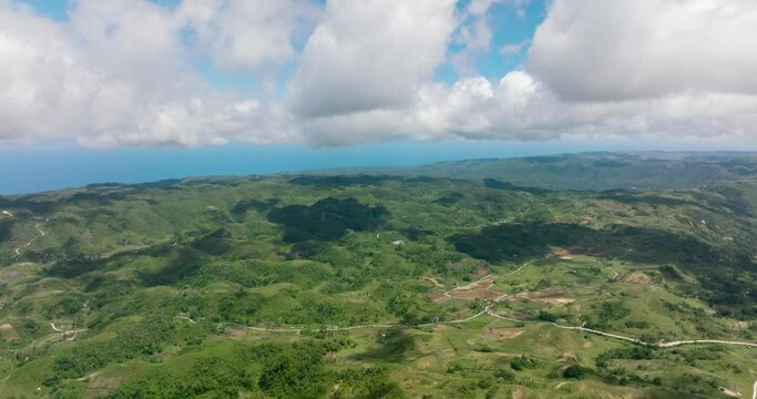 Countryside with agricultural land in the mountains. Libo hills. Cebu island, Philippines.