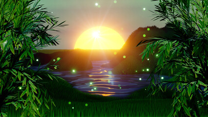 Sunrise background, Sunset wallpaper ,fantasy landscape background