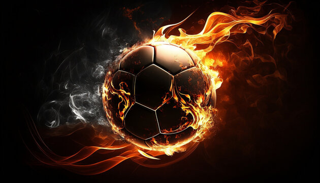 Soccer Ball with Fire Effects Background Wallpaper