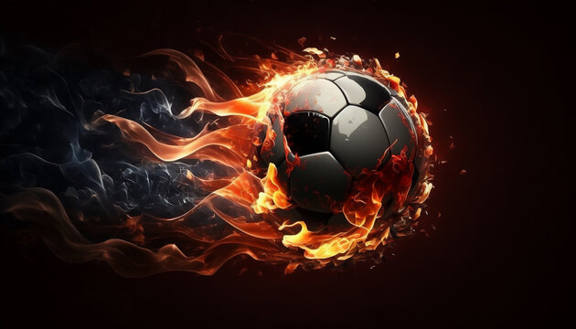 Soccer Ball with Fire Effects Background Wallpaper