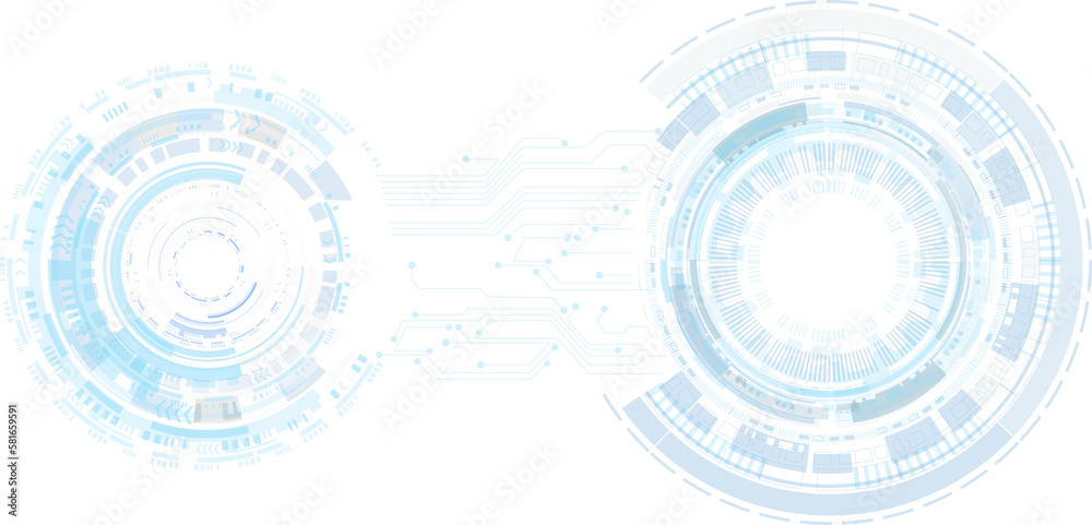 Poster abstract blue computer technology background with circuit board and circle tech.illustration for ele