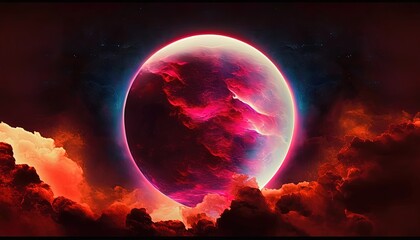 Obraz na płótnie Canvas a lunar eclipse, where the moon is only partially covered generative ai