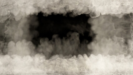 Top - bottom content frame of thick smoke, isolated - object 3D rendering