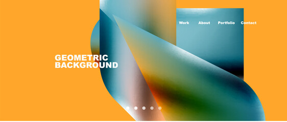 Landing page background template. Colorful plastic round shapes abstract composition. Vector illustration for wallpaper, banner, background