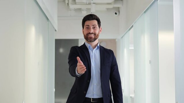 Male business entrepreneur is friendly approachable, values collaboration and open communication. Teamwork, partnership, networking. Ideal candidate for fostering positive relationships with clients.