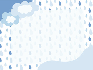 手描き　北欧でかわいい雨空の背景バナー