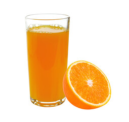 Full glass of orange juice isolated on transparent png