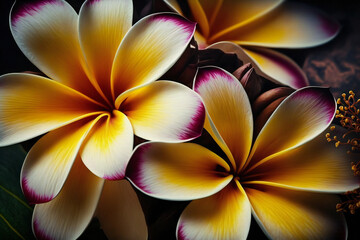 Plakat Beautiful frangipani flower, nature, flowers & gardens, Generative AI