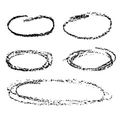 Fototapeta premium vector simple black crayon sketch oval and circle frame, set 5 