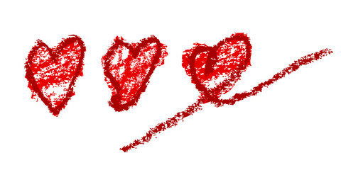 simple vector hand draw love crayon black red doodle, set 3