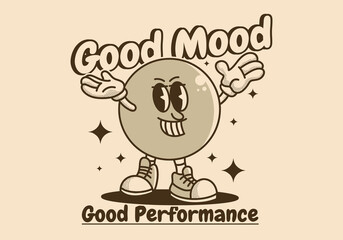 Big ball head mascot character design in vintage color
