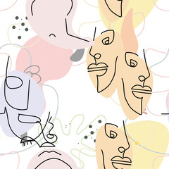 Face line pattern Abstract drawing seamless print