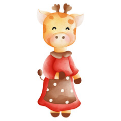 Watercolor Cute Mom giraffe, Mama giraffe, Mother giraffe, Mother's Day Element, Hand Drawn Illustration