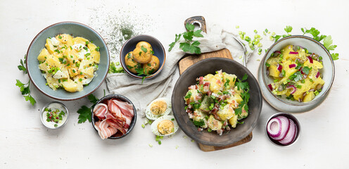 Set with different potato salads