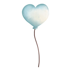 Fototapeta na wymiar Watercolor Heart Balloon, Hand-drawn illustration, Party Eelement