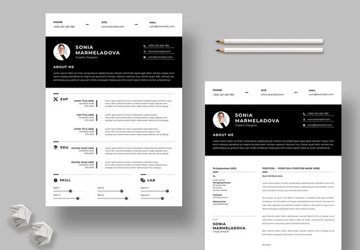 Modern Black & White Resume Design Template