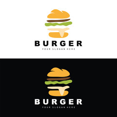 Burger Logo, Fast Food Design, Bread And Vegetables Vector, Fast Food Restaurant Brand Icon Illustration