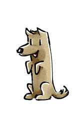 Dog cub cartoon character PNG illustration chalk style