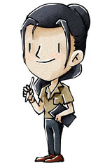 Children cartoon character PNG illustration chalk style