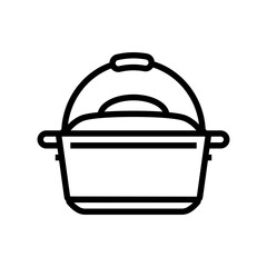 cast iron dutch oven kitchen cookware line icon vector illustration