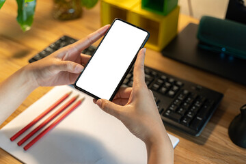 Streaming and cast concept. Mobile phone with blank screens showing wireless streaming or casting possibility
