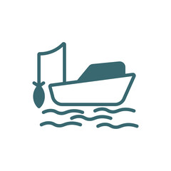 fishing boat icon. Filled fishing boat icon from transportation collection. Glyph vector isolated on white background. Editable fishing boat symbol can be used web and mobile