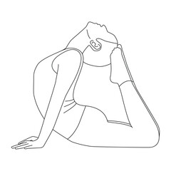 Line art of woman doing Yoga in King cobra pose vector.