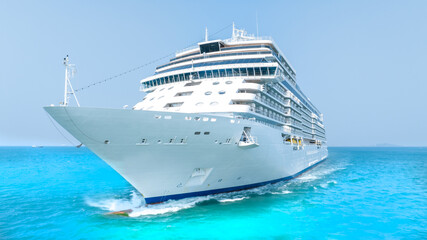 Cruise Ship, Cruise Liners beautiful white cruise ship above luxury cruise in the ocean sea concept...