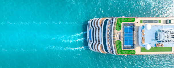 Stern of Cruise Ship, Cruise Liners beautiful white cruise ship above luxury cruise in the ocean...