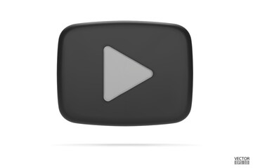 Black Video camera icon isolate on white background. 3d Realistic movie icon, play button for the interface of applications and web pages. Video, streaming, multimedia concept. 3D vector illustration.