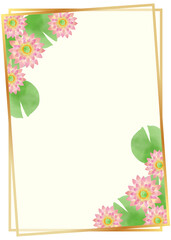 睡蓮がモチーフの和風装飾素材／Japanese-style decorative material with a water lily motif