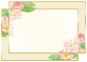 睡蓮がモチーフの和風装飾素材／Japanese-style decorative material with a water lily motif