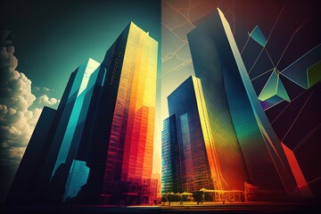 colorful business building background, generative ai