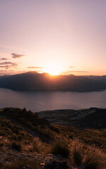 sunset in the mountains vertical background